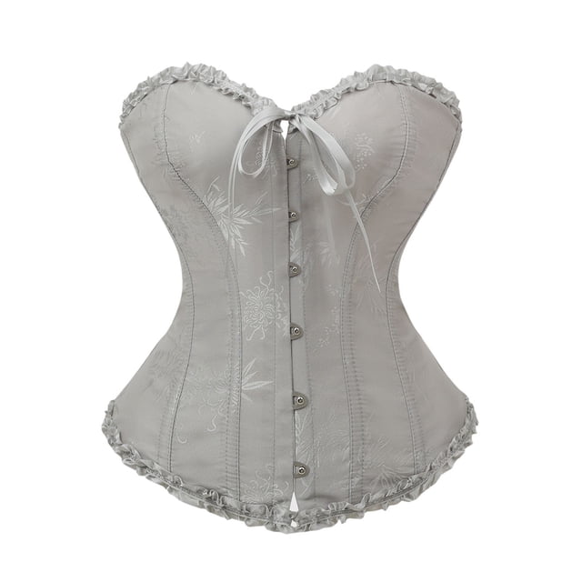 Roncen Corset à Lacets pour Femmes, à Armatures, Floral, Overbust, Lingerie Bustier, Gaine, Haut