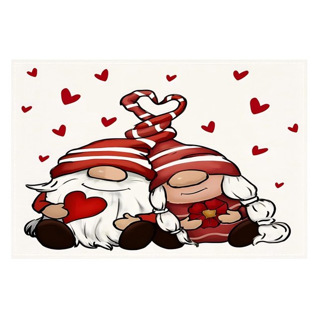 asddcavvf Tapis de Table et de Voiture pour la Saint-Valentin avec Imprimé en Lin Résistant à la Chaleur pour Fêtes Idéal pour Maison et Restaurant pour Amoureux