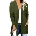 thumbnail image 4 of IROINNID Faux Fur Coat for Women Knitted Fall and Winter Front Open Button Down Cardigans Leisure Long Sweater Basic Cardigan with Pocket,Olive Green, 4 of 5