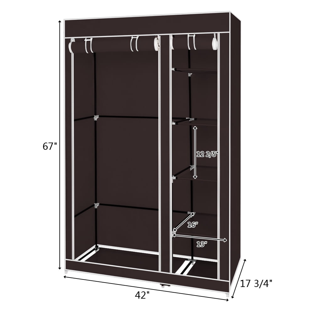 Kepooman 67" Portable Clothes Closet Organizer with Nonwoven Fabric Cover, Dark Brown Kepooman 67" Portable Clothes Closet Organizer with Nonwoven Fabric Cover, Dark Brown