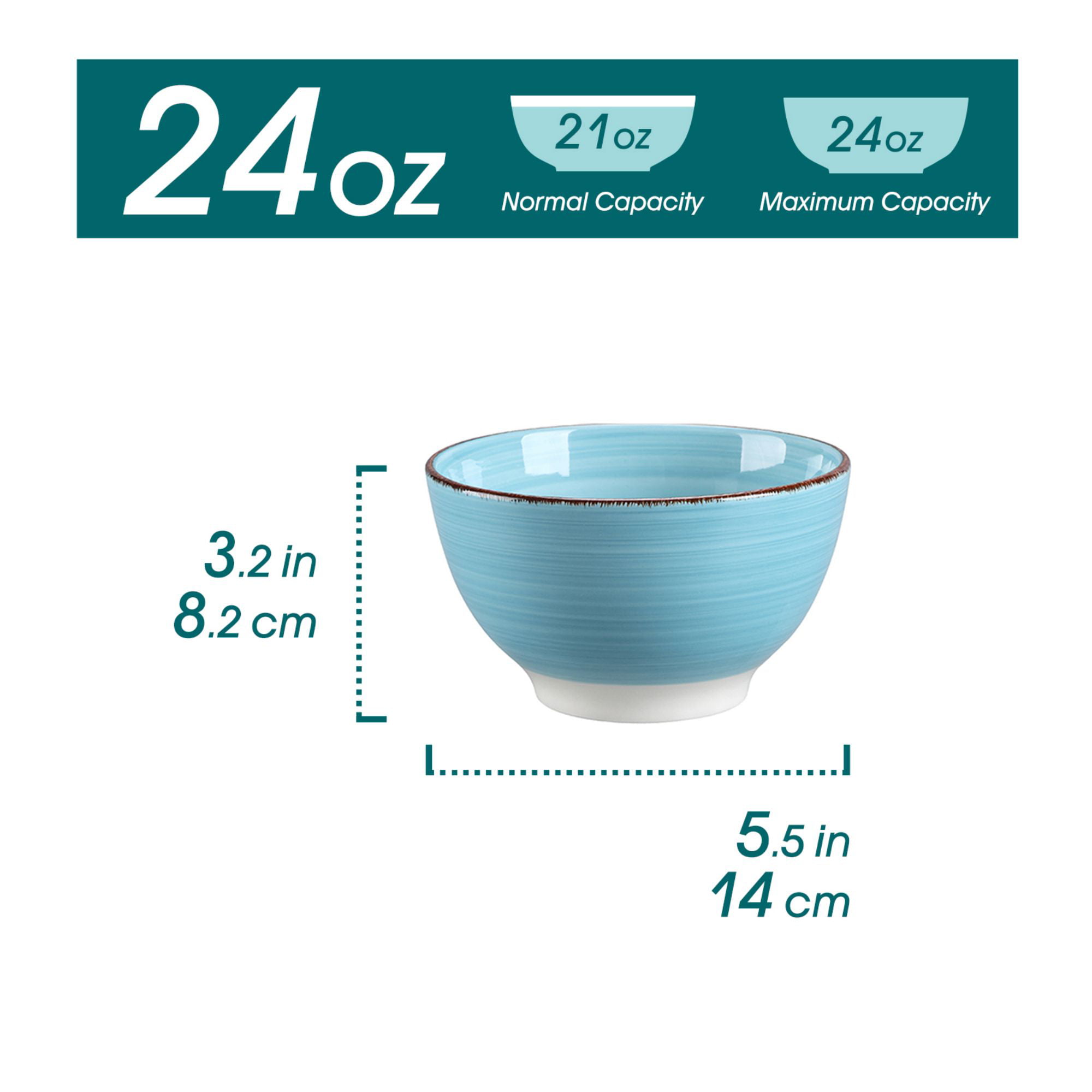vancasso Mandala 6 in. Turquoise Porcelain Cereal Bowl 22 fl. oz