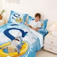 thumbnail image 3 of Feelyou Shark Letter S Queen Sheet Sets for Boys, Ocean Sealife Bed Set for Bedroom, Blue, 4-Piece, 3 of 5