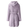thumbnail image 5 of Women's Robes Hooded Lightweight Soft Short Flannel Shower Robe Purple 3XL, 5 of 5