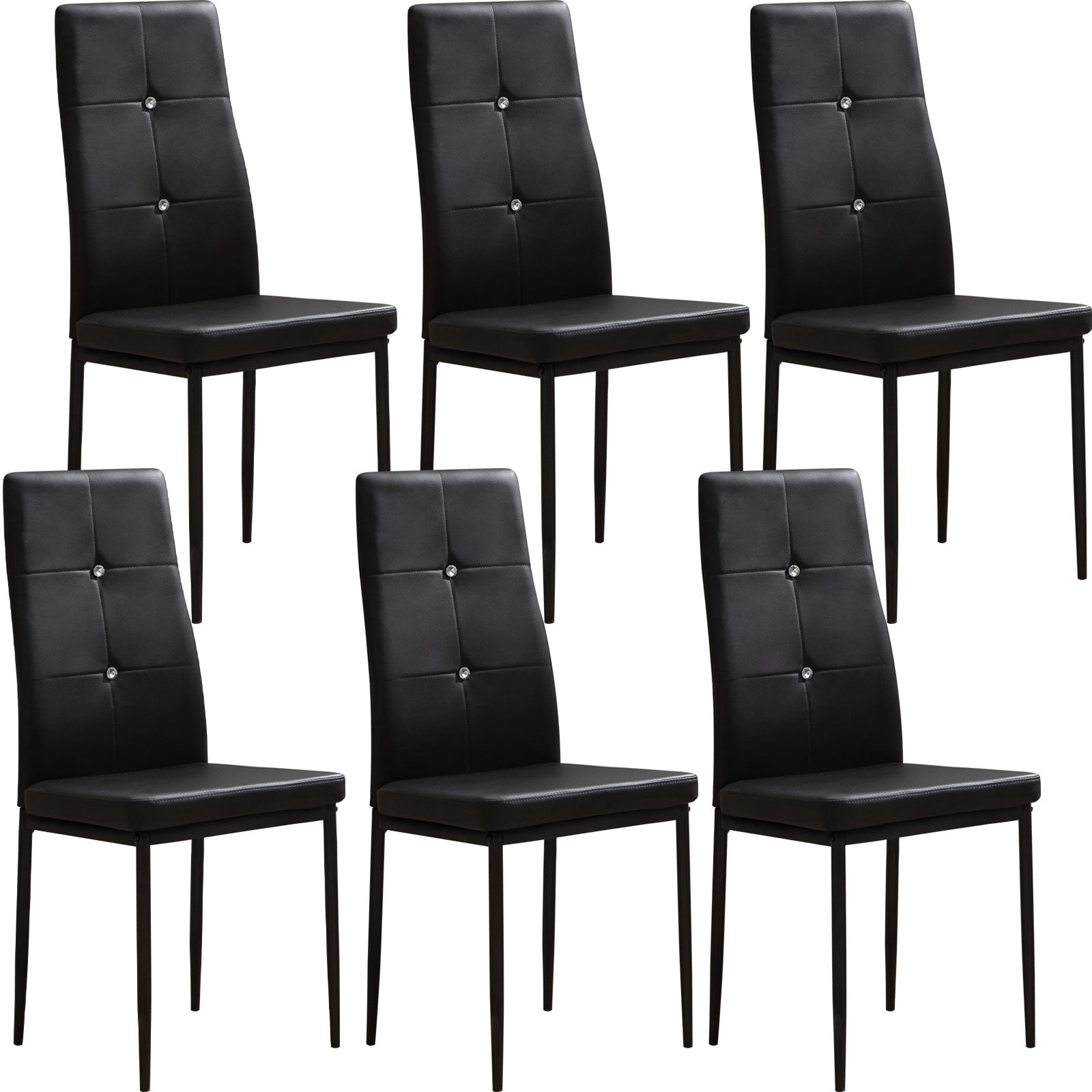 Nopurs Dining Chairs Set of 6,Faux Leather Padded Seat Kitchen Chairs