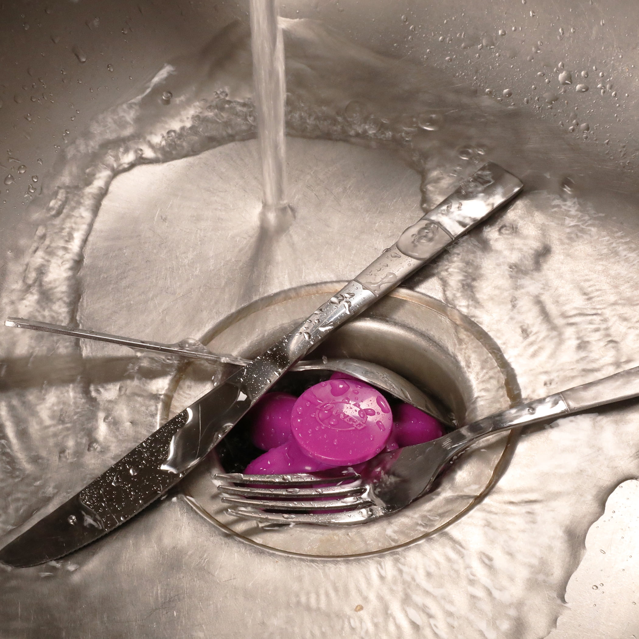 Danco 10762A | Disposal Genie II Garbage Disposal Strainer and Stopper, Kitchen Sink Drain Splash Guard with Food Scraper, Fuchsia, 1-Pack