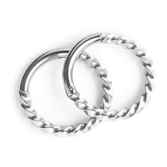 GKNET Womens Mens Surgical Steel Silver Small Round Twisted Huggie Hoop Earrings 2Pcs-10mm