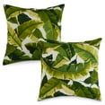 thumbnail image 2 of Palm Leaves White Outdoor Square Throw Pillow (2-pack), 2 of 4