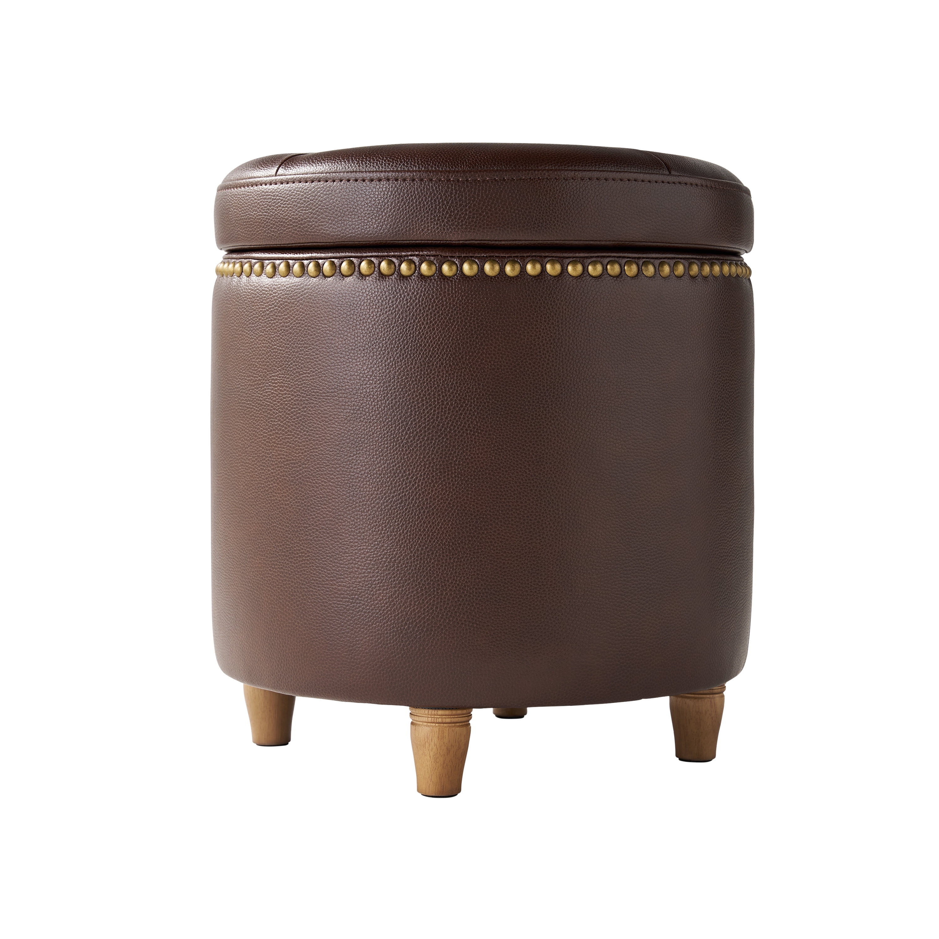 The Pioneer Woman Harper Round Storage Ottoman, Whiskey, 17.72 in