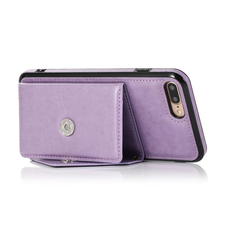 iPhone 6 Plus Case 5.5", iPhone Plus Case 5.5 Inch, Built-in Stand Wallet Case, Adjustable Crossbody Shoulder Strap, Lightweight Case, PU Protective Card Holder Cover (Purple) - Walmart.com