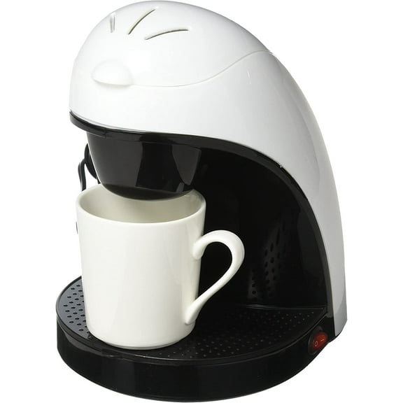 Brentwood TS-112W Coffee Maker with Ceramic Mug, Single Serve, White