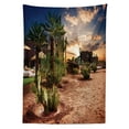 thumbnail image 3 of Ambesonne Desert Tablecloth Rectangular Table Cover, Majestic Sky Palm Trees, 60"x90", Blue Green Pale Brown, 3 of 4
