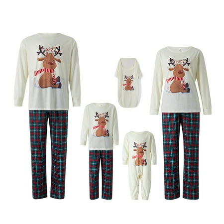 

Family Matching Christmas Pajamas Set Xmas PJS Set Soft Long Sleeve Holiday Sleepwear Outfits for Women Men Couples