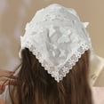 thumbnail image 2 of Diadema con pañuelo triangular de encaje de flores para mujer, bufanda hueca dulce y femenina, 2 of 6