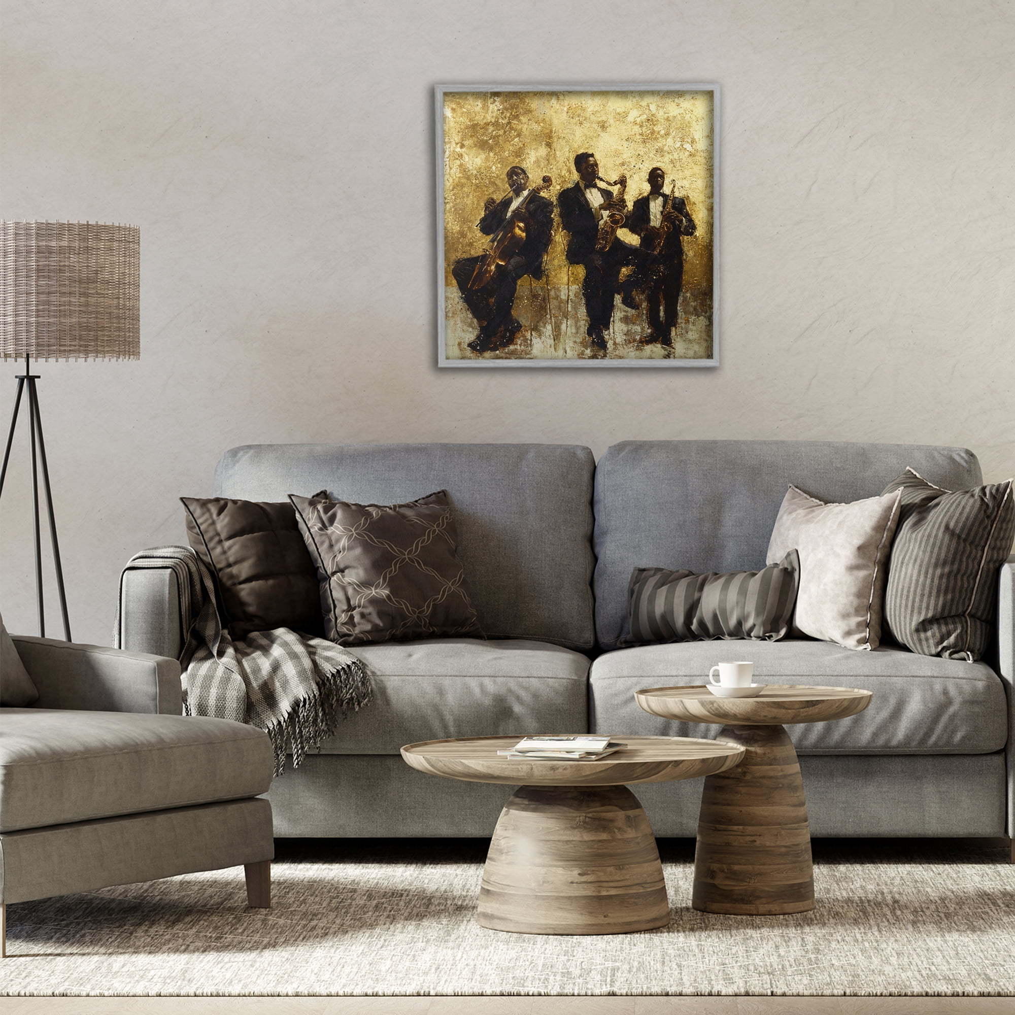 Golden Era Musicians Abstraction Gray Framed Giclee Art, design by Marta Wiley