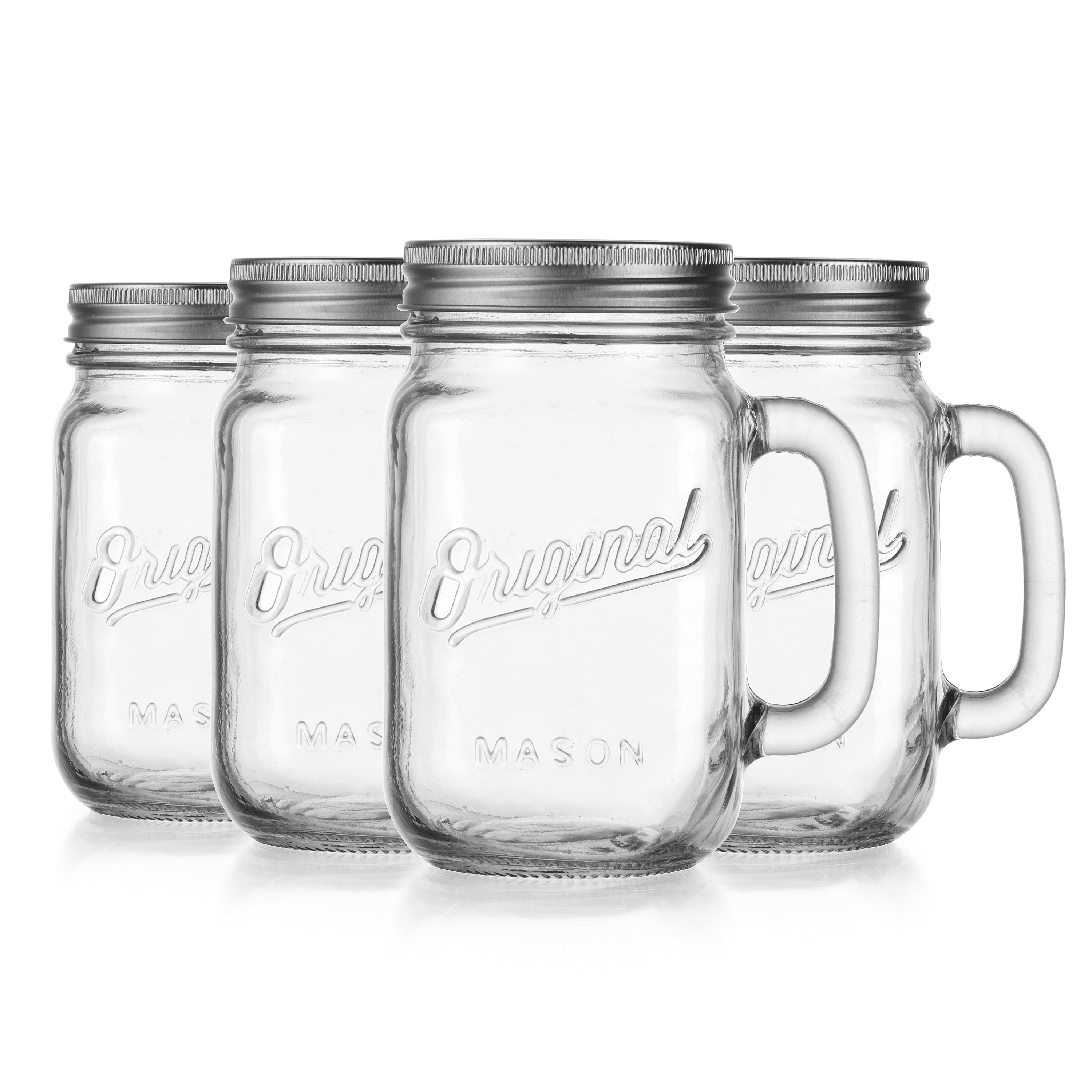 Personalized Old Fashion Mason Jar Drinking Glasses - Set of 4