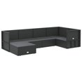 thumbnail image 2 of vidaXL 6 Piece Garden Lounge Set with Cushions Black Poly Rattan, 2 of 5