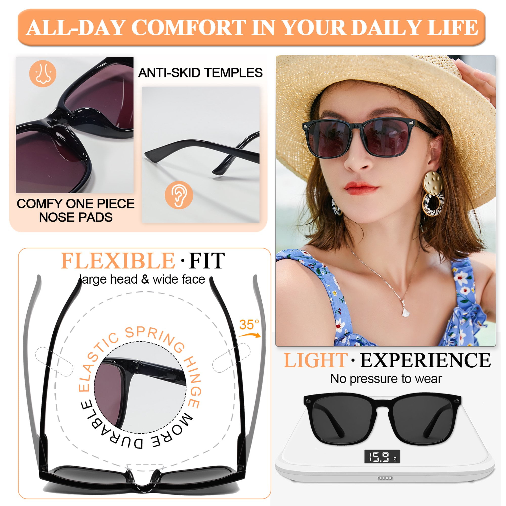 MARE AZZURO Reader Sunglasses for Women Sun Reading Glasses 100 125 150 175 200 225 250 275 300 350 400 (Black, 1.75)