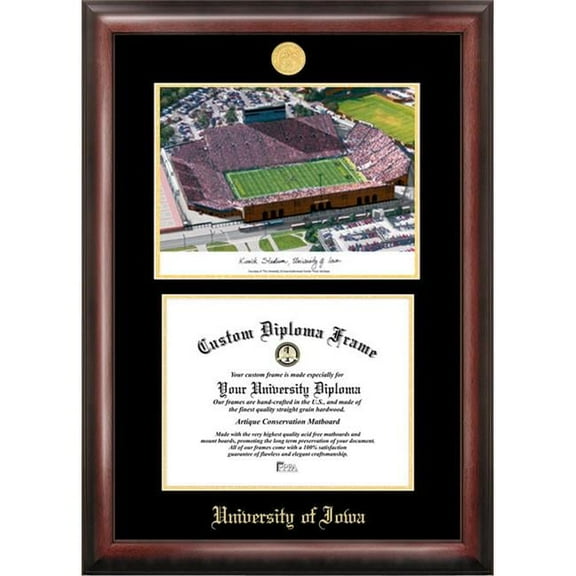 Campus Images IA997LGED University of Iowa Kinnick Stadium Gold embossed diploma frame with Campus Images lithograph