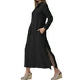 thumbnail image 4 of Fangasis Ladies Dress Long Sleeve Maxi Dresses Solid Color Women Retro Casual Autumn Black M, 4 of 9