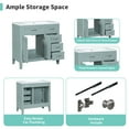thumbnail image 6 of 36" Bathroom Vanity without Sink, Modern Storage Cabinet with Double Doors & 3 Drawers, Freestanding Rectangular Vanity with Solid Frame, Cabinet Base Only, Green, 6 of 6