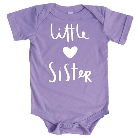 

Olive Loves Apple Little Sister with Heart Bodysuit for Baby Girls Sister Sibling Outfits Purple Bodysuit 12 Months