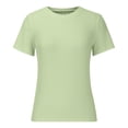 thumbnail image 5 of Women's Summer Tops Casual Solid Color Short-Sleeved Crew-Neck Top Tunic Tops Cute Loose Ladies Blouses Mint Green 2XL, 5 of 5