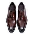 thumbnail image 4 of Santimon Coffee Dress Shoes for Men Pointed Toe Lace-up Derby Shoes Cowhide Leather Formal Shoes US 8.5, 4 of 8