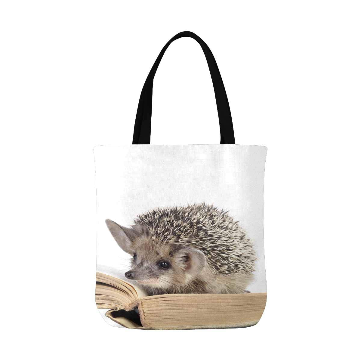 ASHLEIGH Cute Hedgehogs Read Book Funny Canvas Tote Bags Reusable
