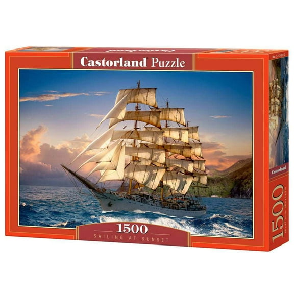 1500 Piece Jigsaw Puzzle, Sailing at Sunset, Sailing Ship Puzzle, Ocean Puzzle, Adult Puzzles, Castorland C-151431-2