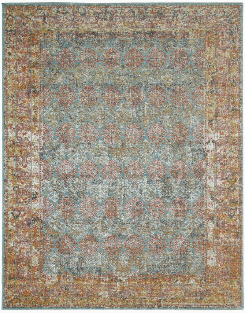 Amer Rugs Eternal Bordered Vintage Sea Blue Area Rug, Runner, or Round