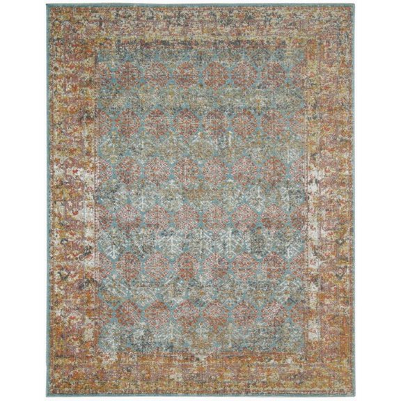 Amer Rugs Eternal Bordered Vintage Sea Blue Area Rug, Runner, or Round