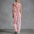 thumbnail image 6 of MLCDZ Women's Velvet 2 Piece Set Elegant V Neck Hooded Sleeveless Top and Elastic Waist Loose Fit Pants with Pockets Jogging Sets Velour Tracksuit 2000s, 6 of 7