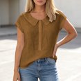 thumbnail image 4 of Maplenight Cotton Blouses for Women Short Sleeve Collard Tops Regular Fit Button Casual Vacation Beach Summer Tops, 4 of 7