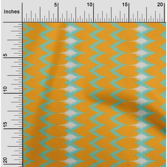 oneOone Silk Tabby Fabric Chevron Ikat Printed Fabric 1 Yard 42 Inch Wide