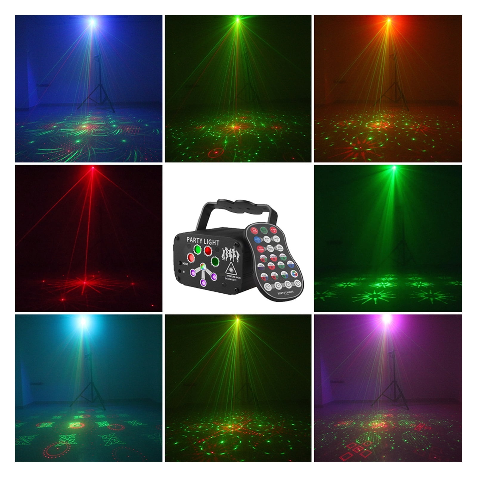 RGB Mini DJ Disco Light Projector USB Rechargeable LED UV Sound Strobe Stage Effect Wedding Xmas Holiday Party Lamp