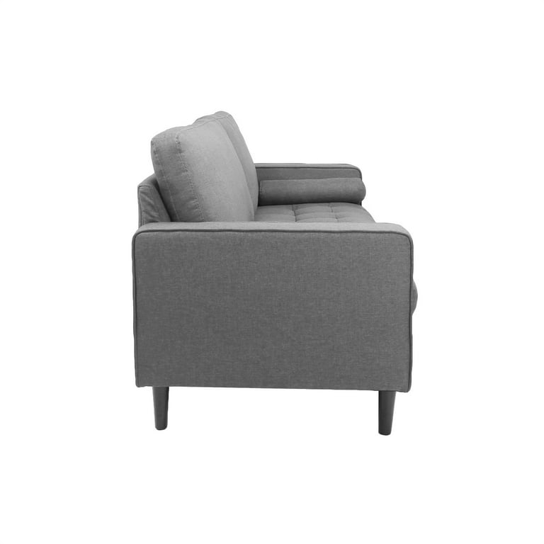 Magic Home 87.7 in. 3 Seat Sofa Gray Teddy Fabric Couch with 2 Pillows, Removable Back and Seat Cushions for Apartment Office