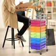 thumbnail image 4 of Costway 10 Drawer Rolling Storage Cart Scrapbook Paper Office School Organizer Color, 4 of 10