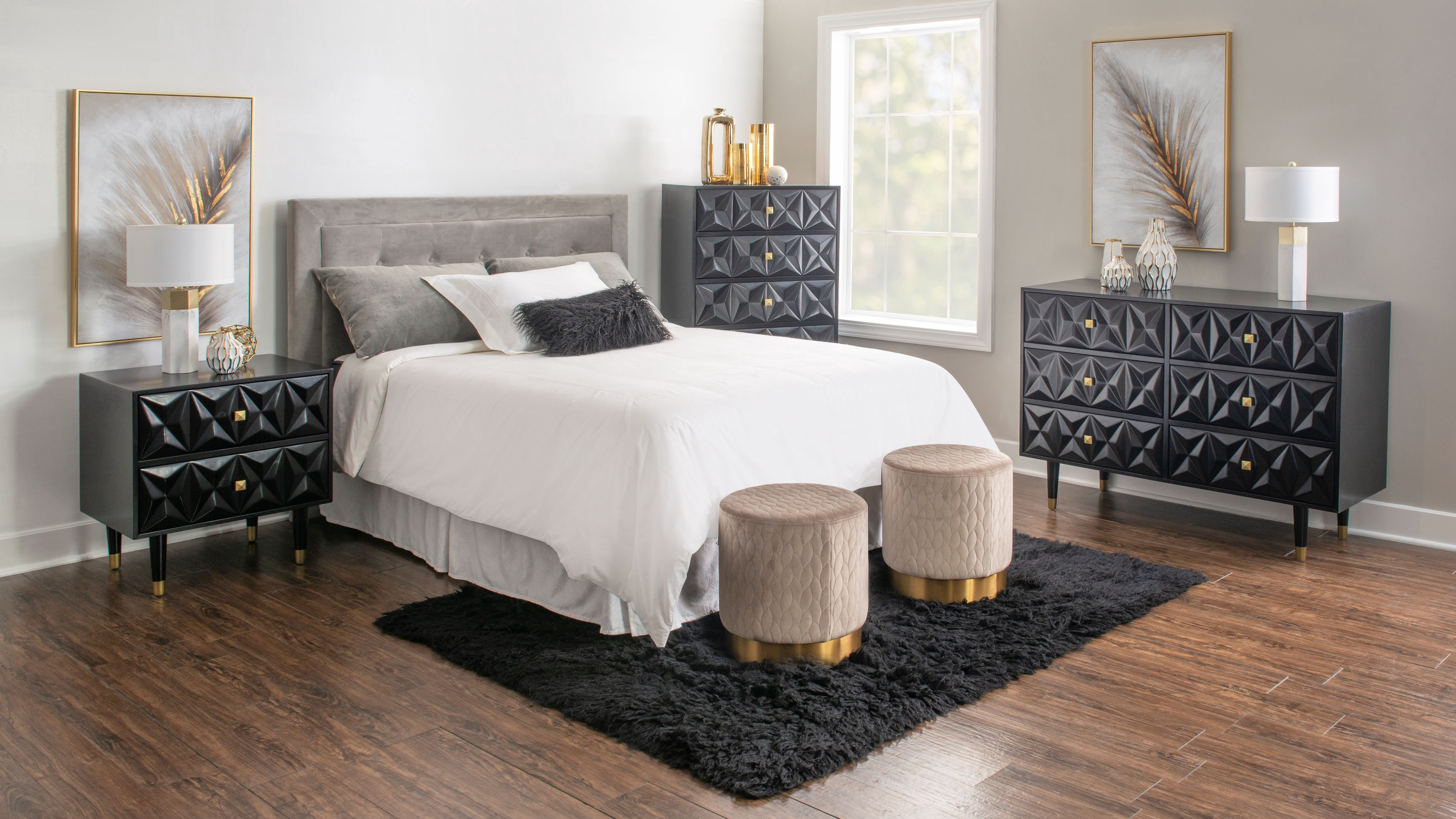 Linon Ginzel Mid-Century Modern 6-Drawer Dresser, Black