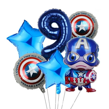 Avengers Marvel Heroes, Spider-Man, Hulk, Captain America, Round Aluminum Film Balloon Set