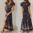 thumbnail image 2 of Robe Maxi Courte Bohème pour Femmes, Été, Plage, Cocktail, Fête, Florale, 2 of 5