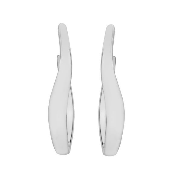 Time and Tru Women's Rhodium Tone Modern Hoop Earrings with Secure Post Back