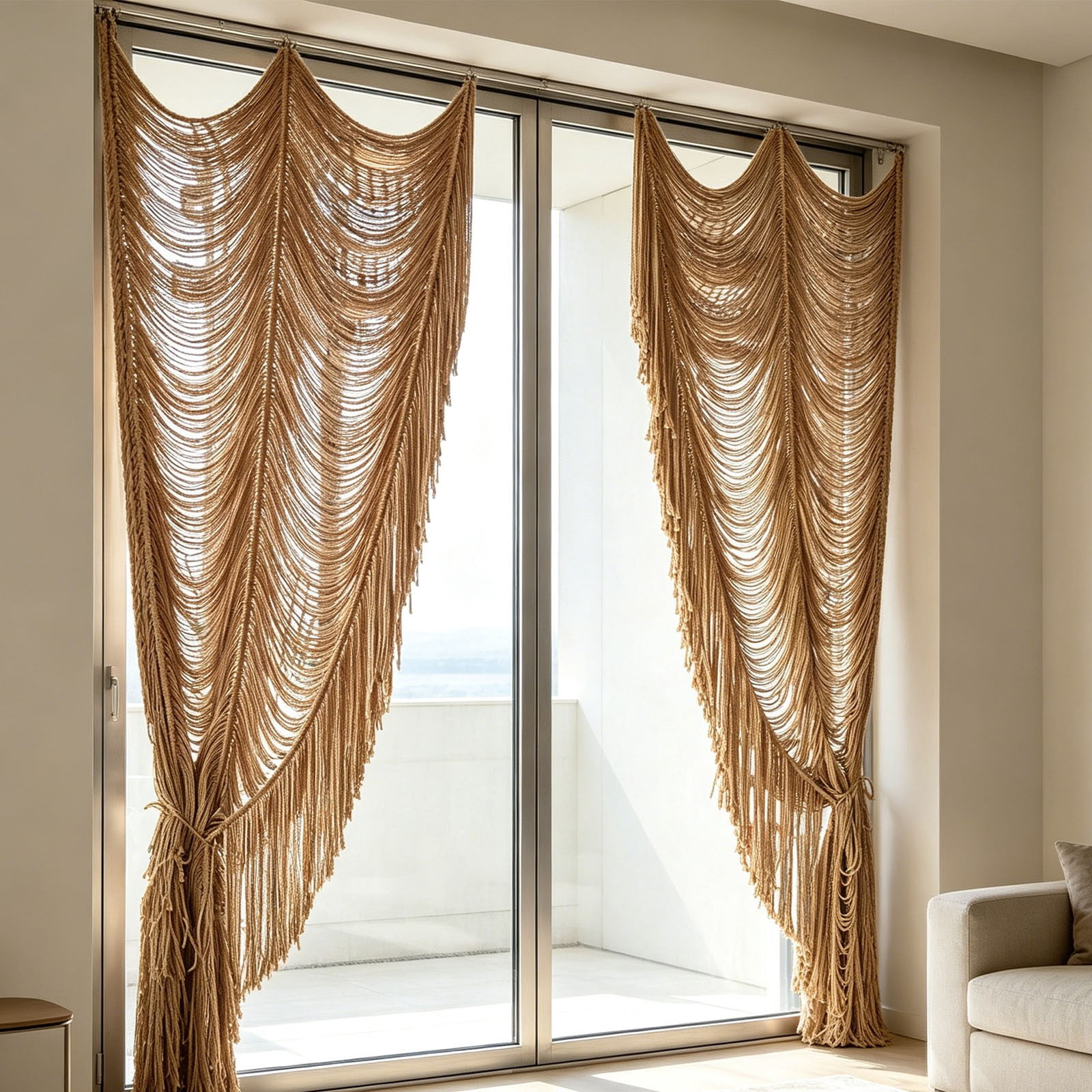 Macrame Curtain Boho Curtains,Door Beads Curtains,Tassel Wall Hanging Decor for Curtain, Wall Hanging, Wedding , Window Decoration or Room Partition
