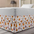 thumbnail image 1 of Ghost Bed Skirt, Cartoon Pattern of Pumpkin Ghost Skull and Other Elements Inspired by Halloween Party, Elastic Bedskirt Dust Ruffle Wrap Around for Bedding Decor, 4 Sizes, Multicolor, by Ambesonne, 1 of 2