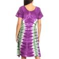 thumbnail image 2 of Sakkas Sirena Women's Short Sleeve Loose Plain Midi Casual Scoop Neck Flared Dress - Purple/green - One Size, 2 of 5