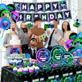 thumbnail image 4 of Video Game Birthday Decorations Tableware,193pcs Gaming Birthday Party Decorations Plates and Napkin Cups Tablecloth Cake Topper Balloon for Boy Gamer Party Decorations,Serve 24, 4 of 10