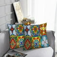 thumbnail image 6 of LALILO Throw Pillow Covers Mexican Tile Ethnic Folk Ornament Cushion Cover 18" x 18", 2 Pack, 6 of 6