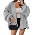 thumbnail image 2 of Long Sleeve Solid Women Lantern Loose Knit Oversize Sweater Cardigan, 2 of 6