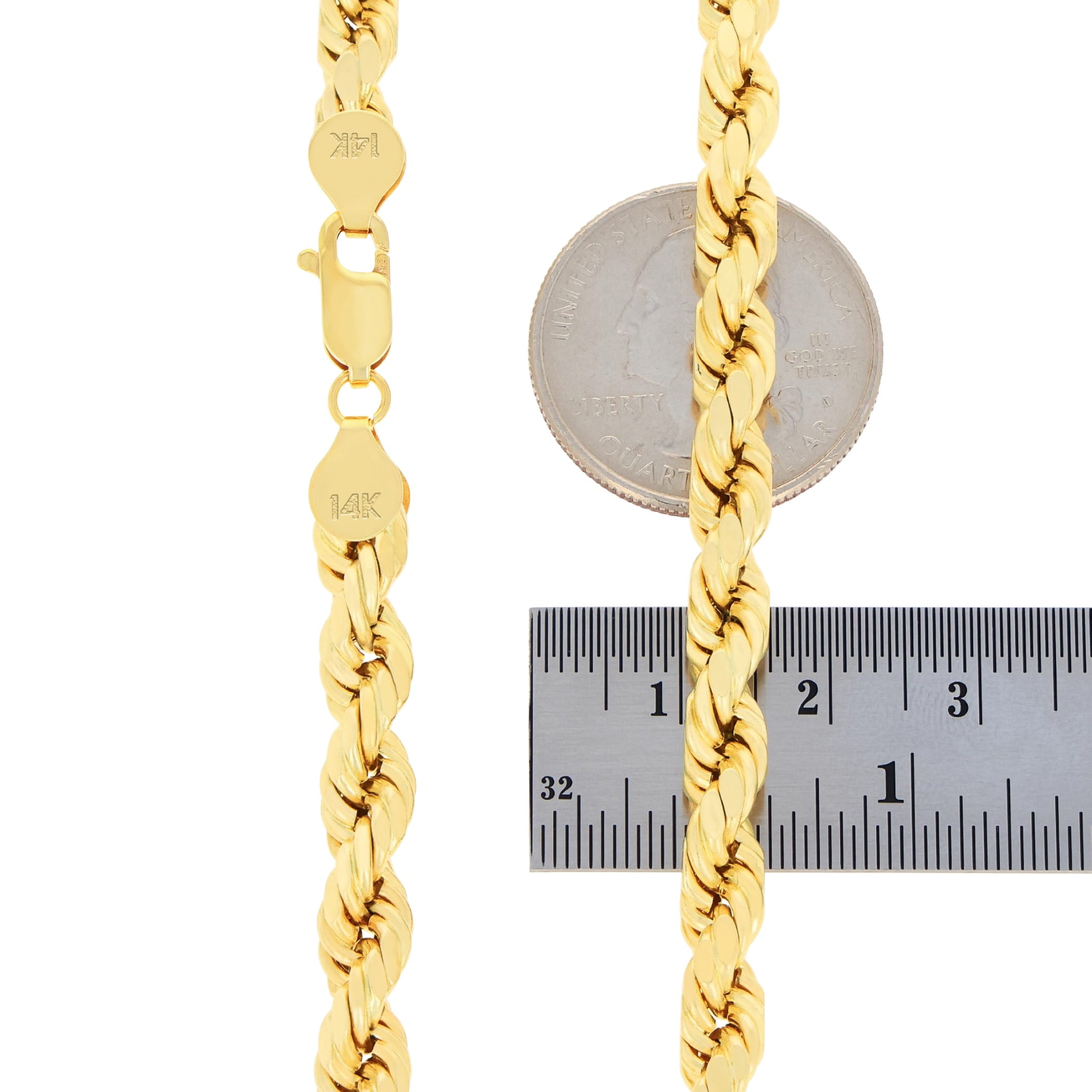 Mens 14k Solid Gold Rope Chain Solid 14K Yellow Gold Rope Heavy