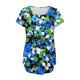 thumbnail image 5 of Mujeres de Verano Tops de Manga Corta Impresa Casual Cuello Redondo Plisado Superior 95% Poliéster 5% Spandex, Blusa de Moda para Todas las Estaciones, 5 of 6