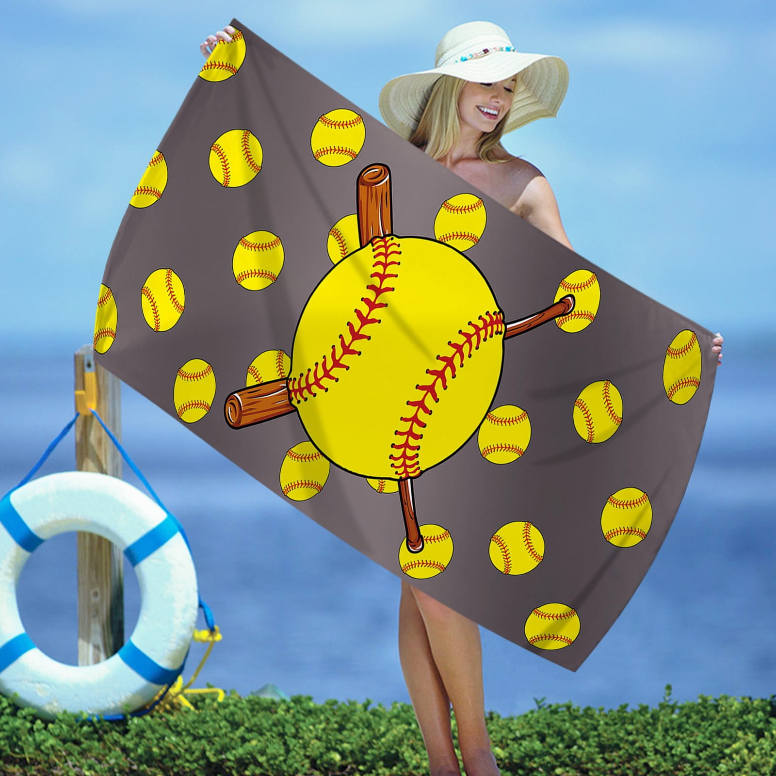 Swim Towels Baseball Beach Towel Lightweight, Quick Dry Pool Towels Cute Beach Stuff, Beach Necessities for Women Beach Towel Oversized Clearance (75x150cm/30x60in)